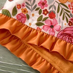 Floral Minky blanket  with Orange Accents